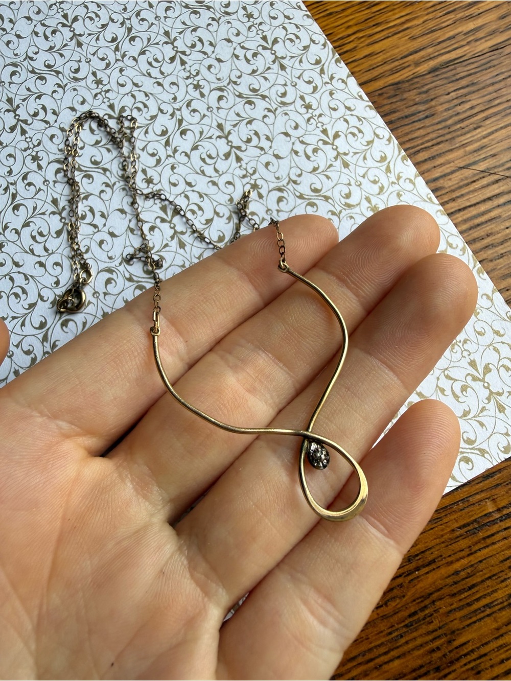 Vintage 70’s 14k gf Wishbone Minimalist Gold Infinity Loop Necklace